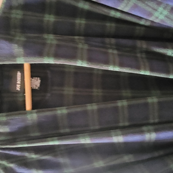 Joe Boxer Vintage Green and Navy Plaid Men's Fleece Robe ONE SIZE NWOT - Picture 4 of 5